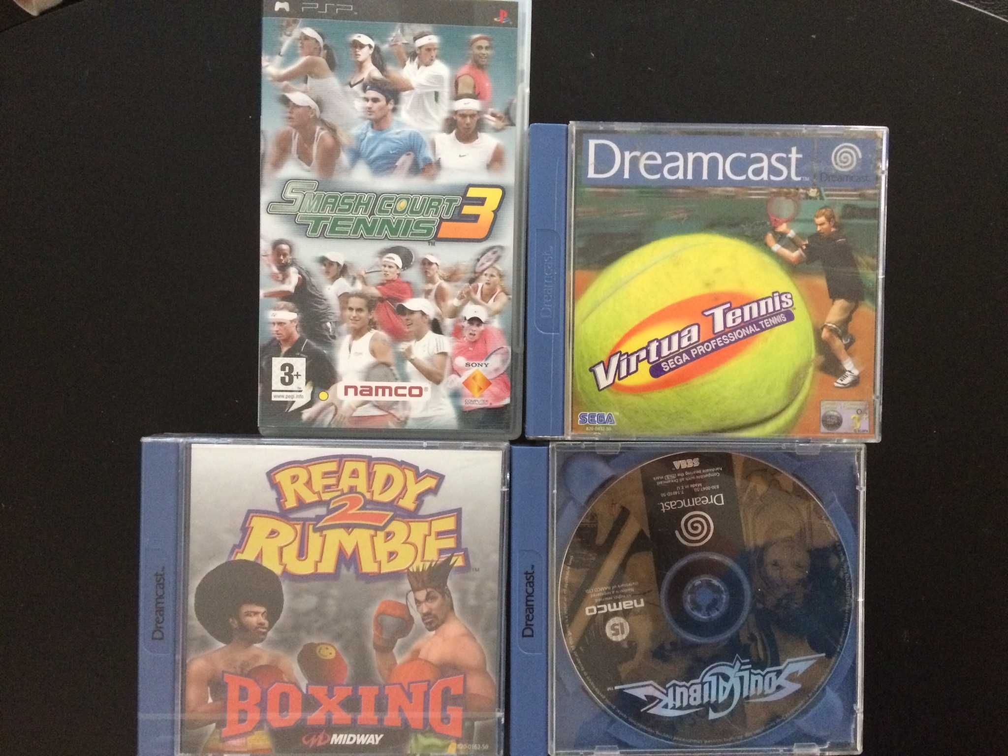 Jogos psp e dreamcast virtua tennis sonic soul calibour