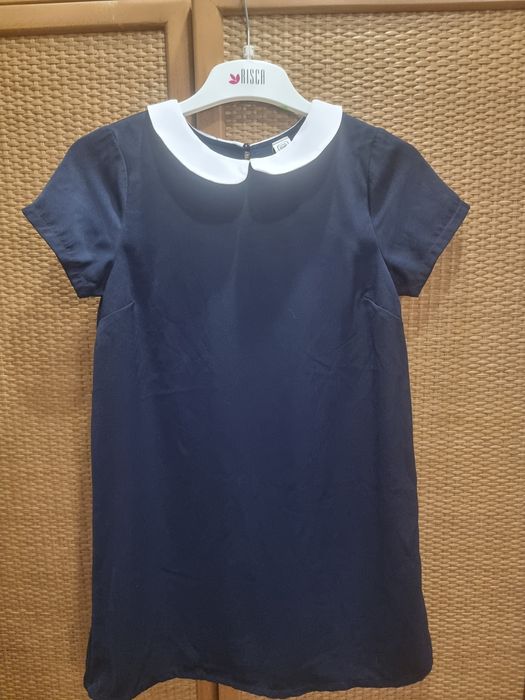 Sukienka granatowa z białym kołnierzykiem