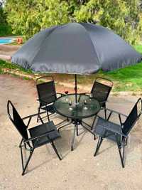 Комплект для тераси 6 в 1 стіл крісла та парасолька