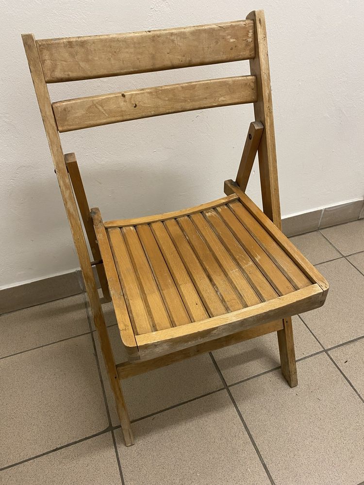 Krzesło drewniane składane PRL