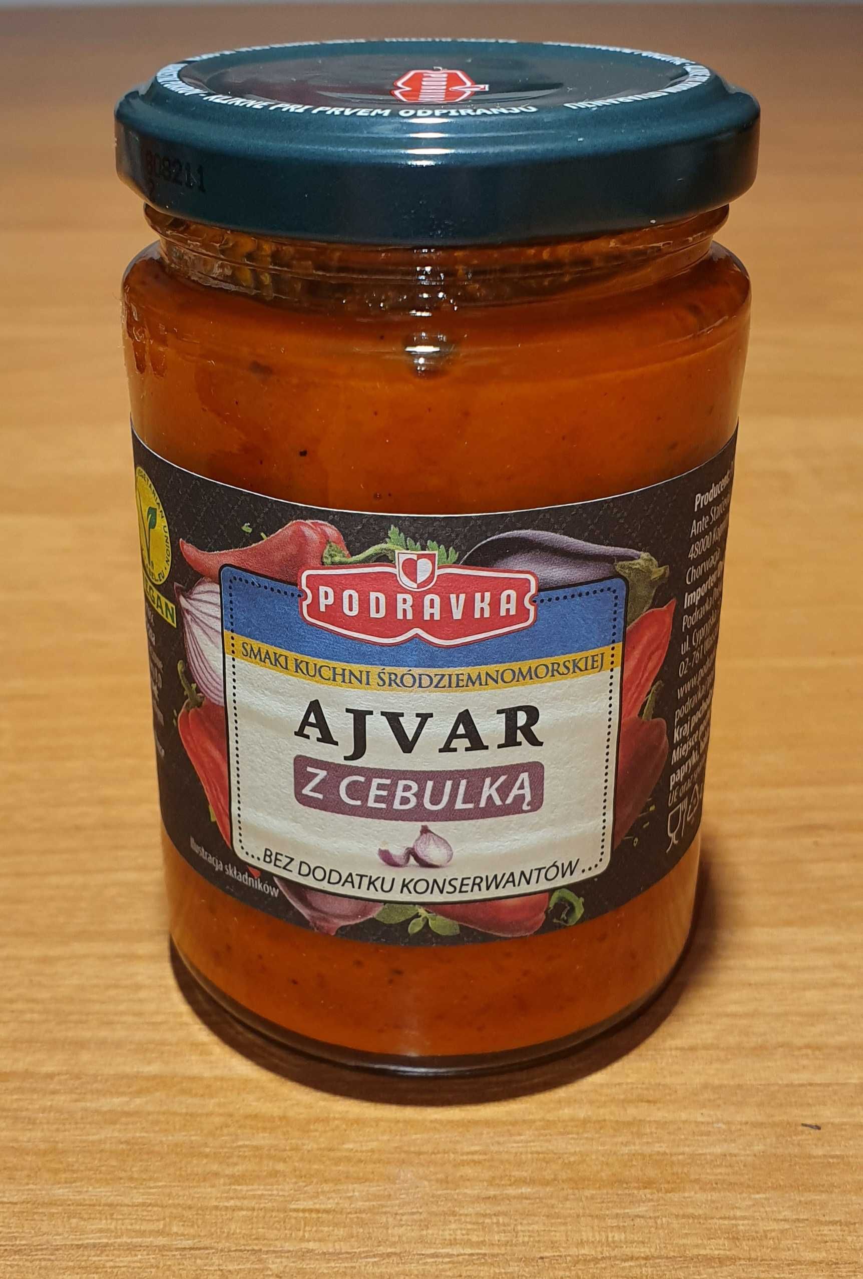 5x AJVAR z cebulką 195g, PODRAVKA, pasta na bazie papryki i bakłażanów