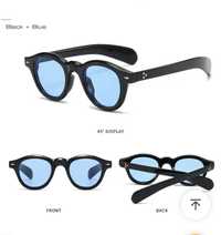 Oculos sol Preto lente azul