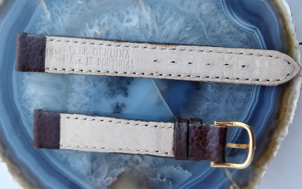 Bracelete 14mm em pele castanha, nova vintage