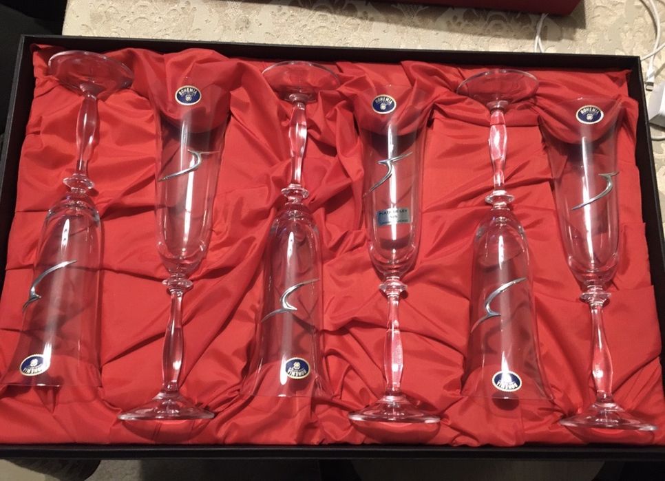 Conjunto de 6 flutes em cristal  da Bohemia