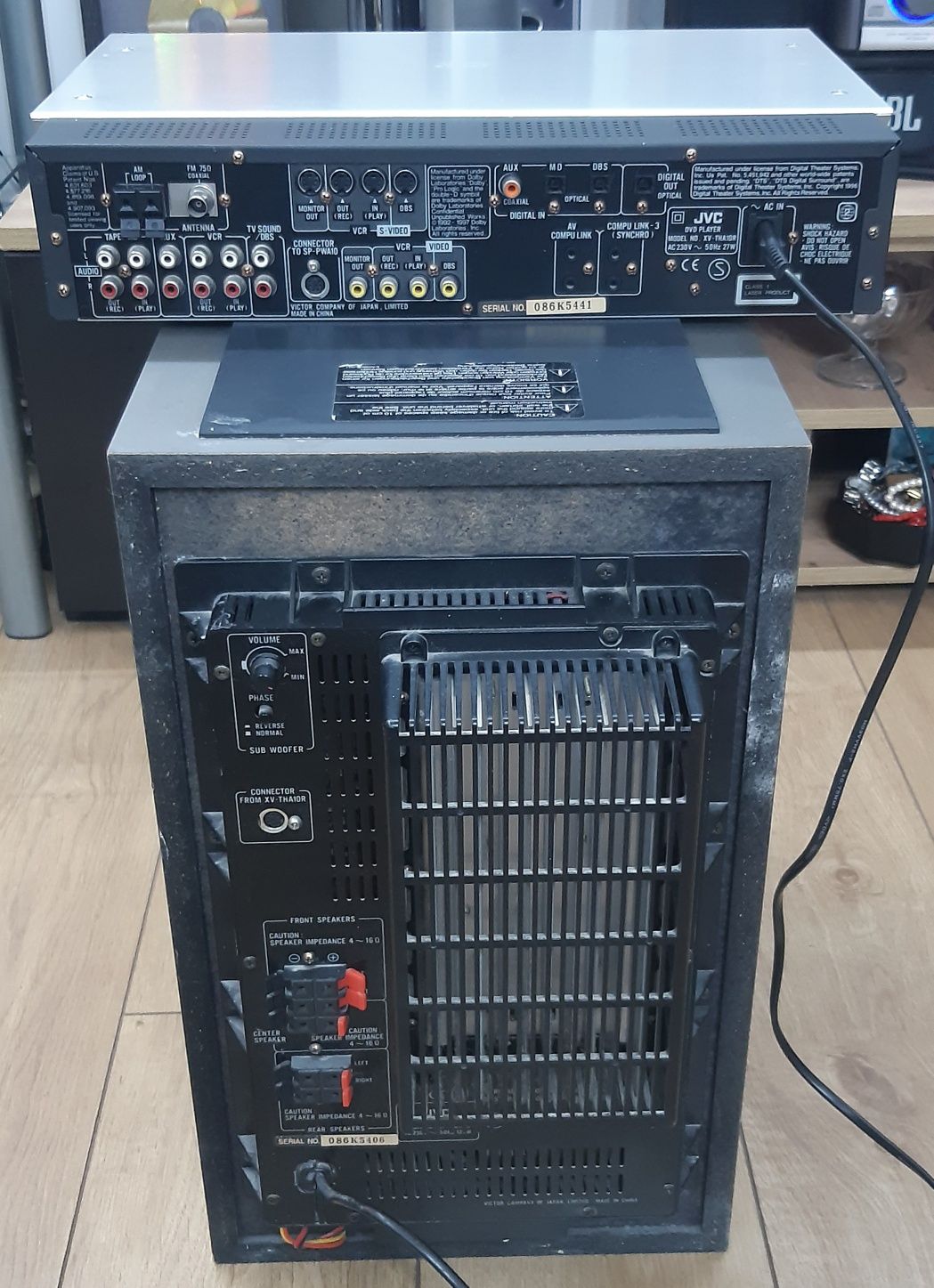 CD/DVD Receiver & sabwoofer JVC / wzmacniacz, odtwarzacz