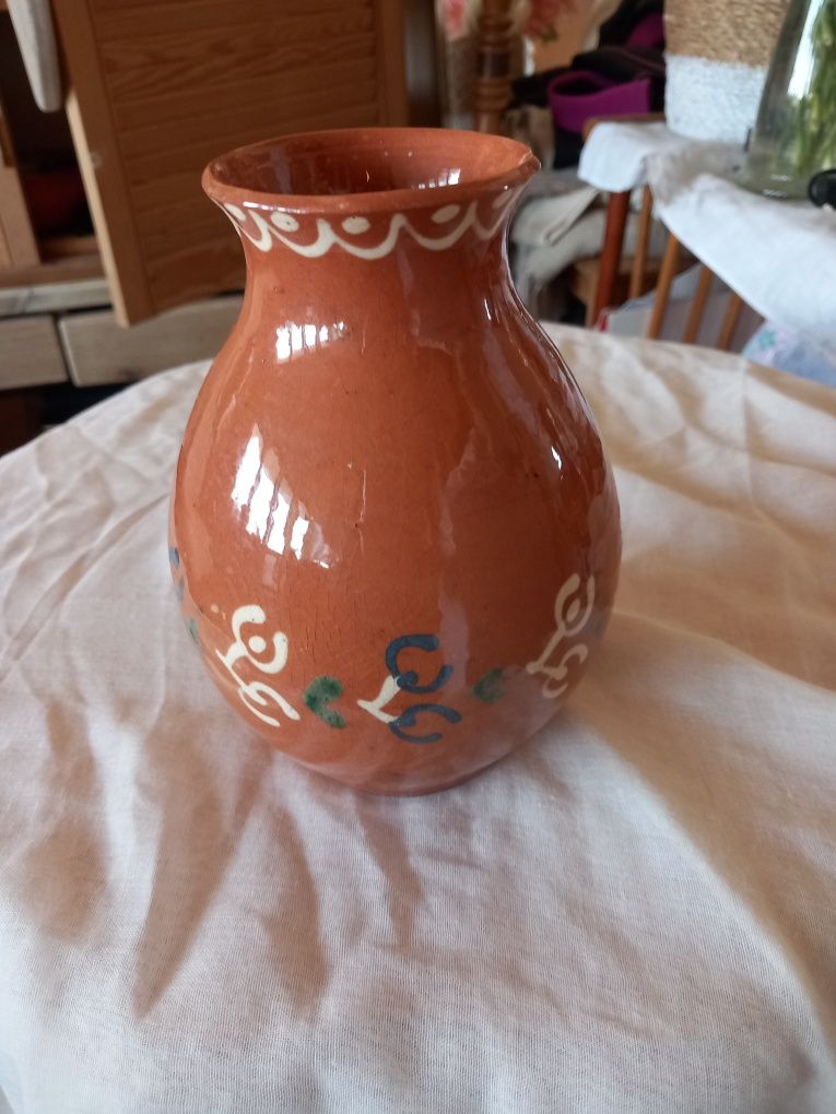 Wazon gliniany lakierowany ręcznie malowany wysokość 18 cm