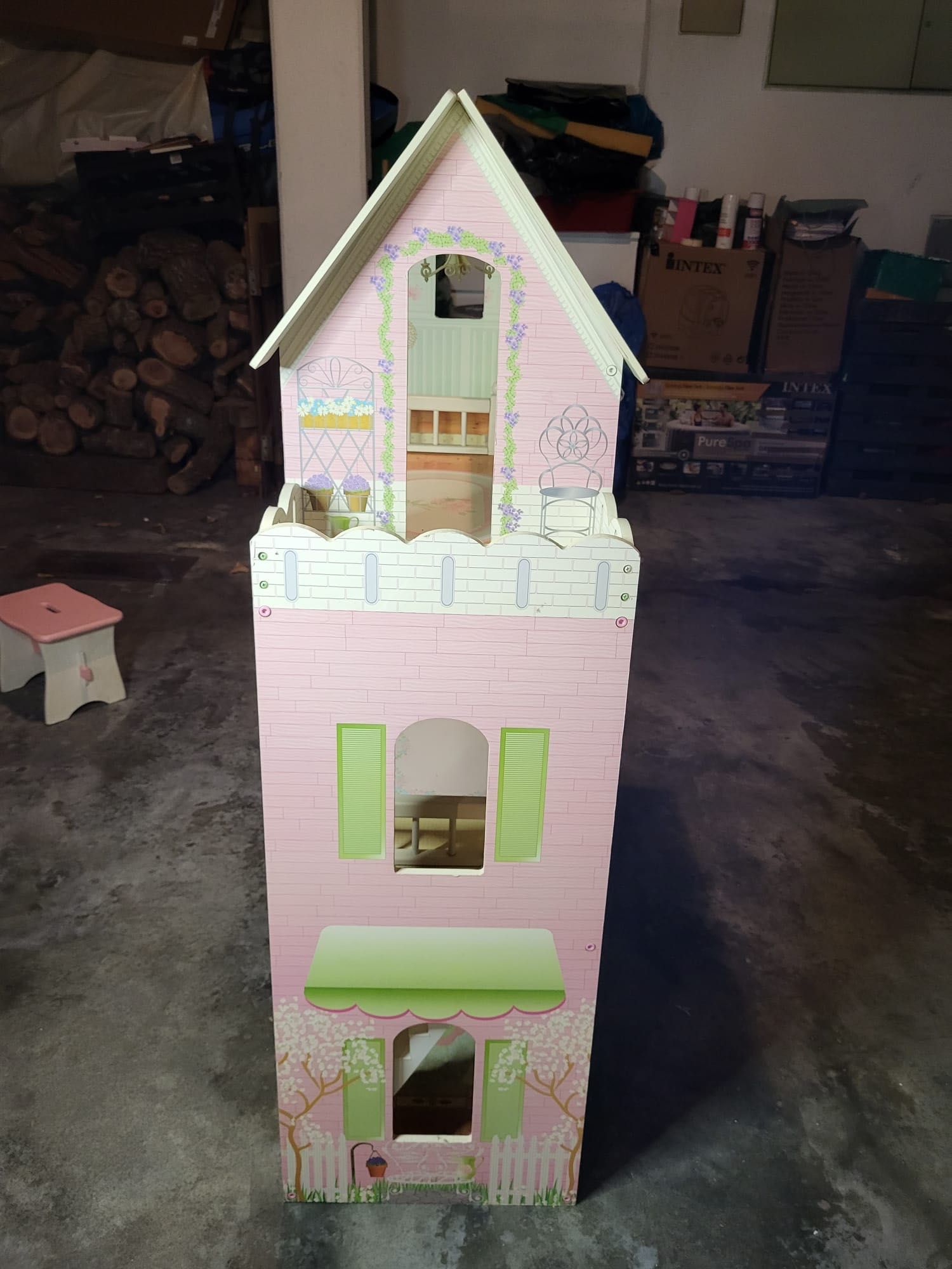 Casa de Bonecas + Banco cor de rosa