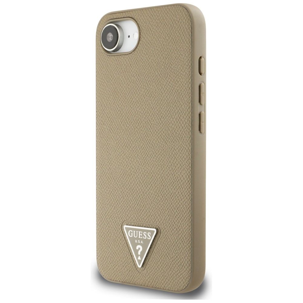 Etui Guess Grained Triangle MagSafe do   iPhone 16e brązowy