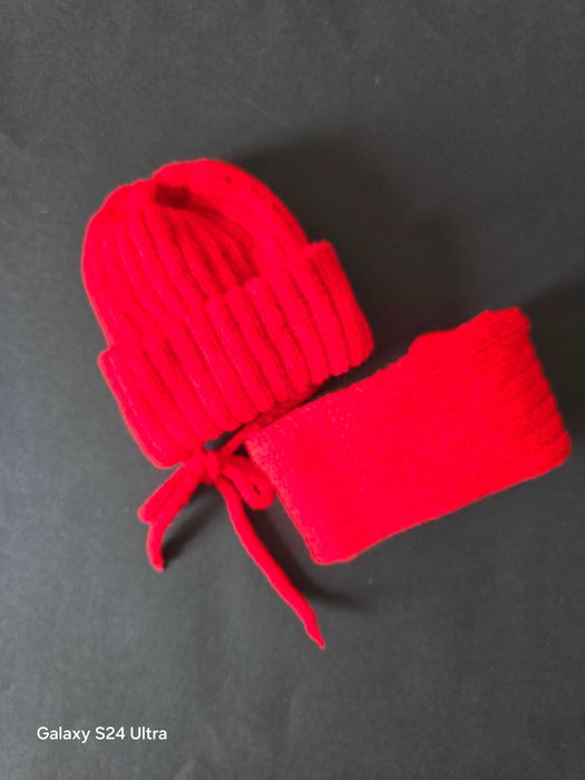 Czapka + szalik zimowy dla noworodka r.56