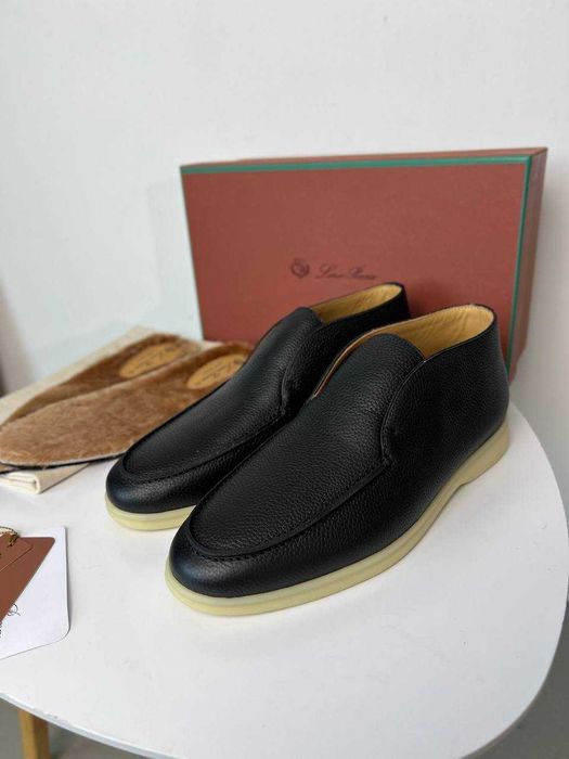 Кожаные мокасины Loro Piana лоферы с меховой стелькой Лоро Пиана ob388
