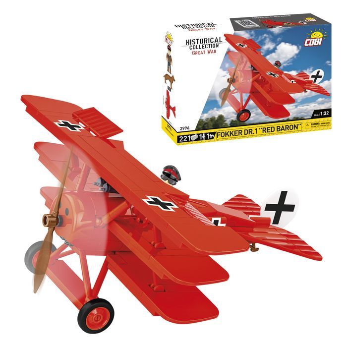 Klocki Cobi 2996 Samolot Fokker Dr.1 Czerwony Baron Hc Gw 221 El.