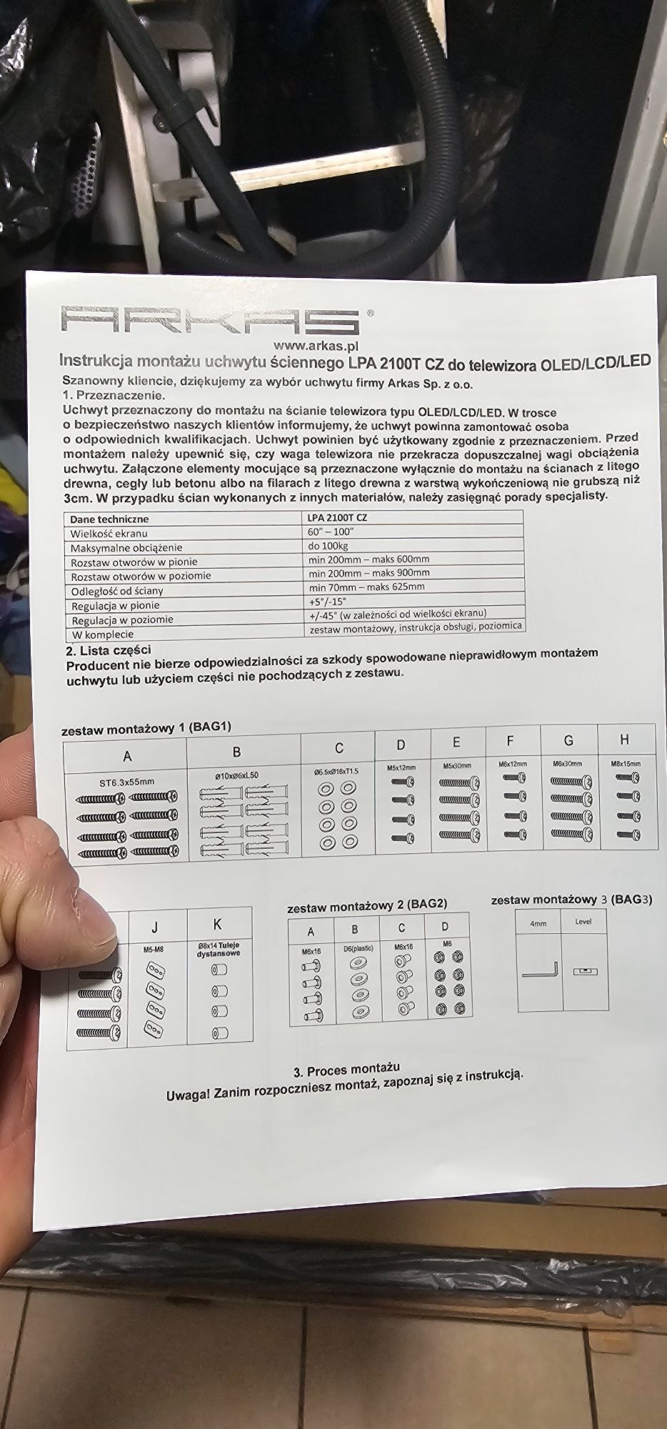 OKAZJA !! NOWY uchwyt do telewizora arkas lpa2100ctz 60-100 cali