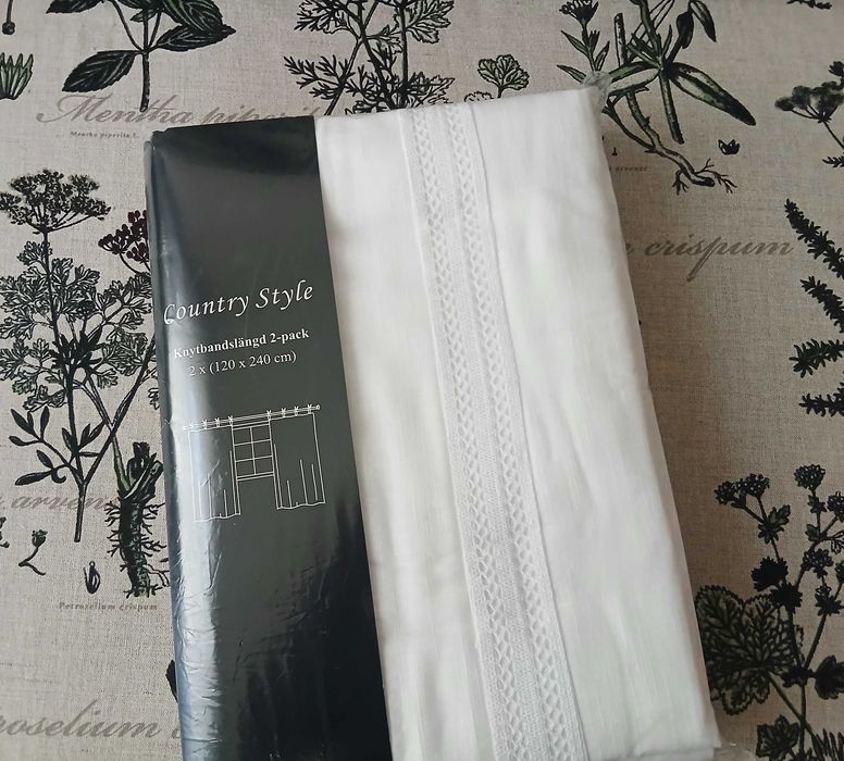 Zasłony bawełna troczki koronka Shabby Chic