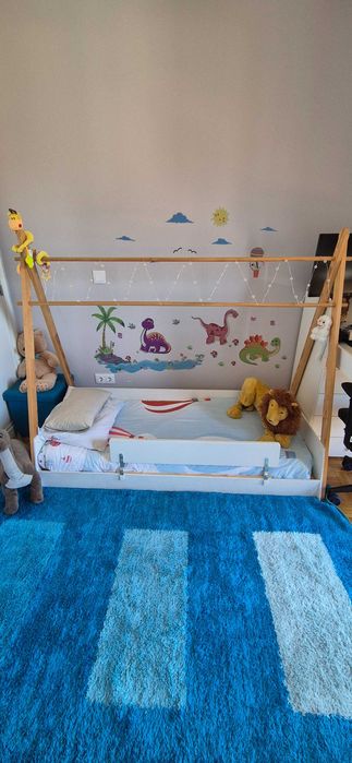 Cama Tipi Montessori + Estrado e Colchão + Proteção contra quedas