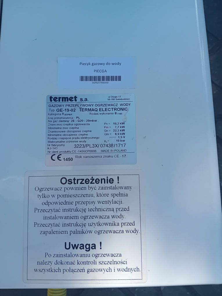 Ogrzewacz gazowy wody