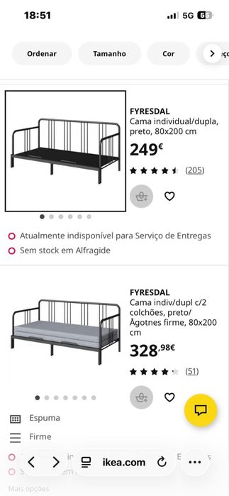 Cama individual/dupla preto 80*200