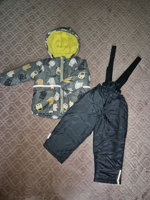 Зимовий роздільний комплект. Комбінезон, костюм, куртка, штани. 86/92
