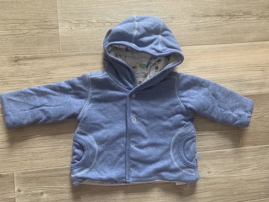 Niebieska kurtka kaftanik ciepła rozm 0-3m 62cm