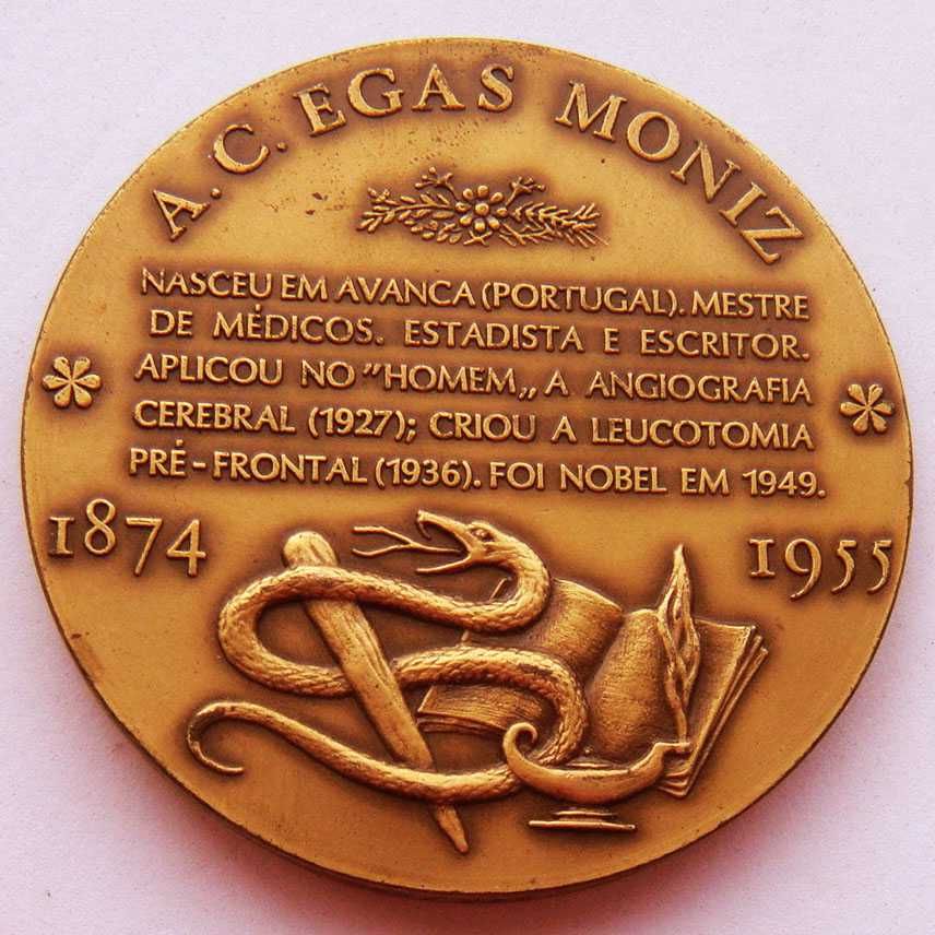 Medalha de Bronze de Medicina Médico Neurocirurgião Nobel Egas Moniz