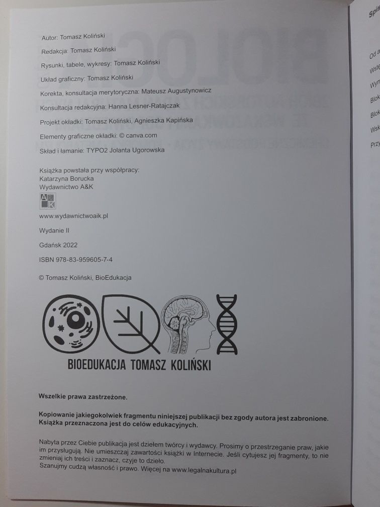 Zbiór zadań maturalnych Biologia Tomasz Koliński Bioedukacja część 1
