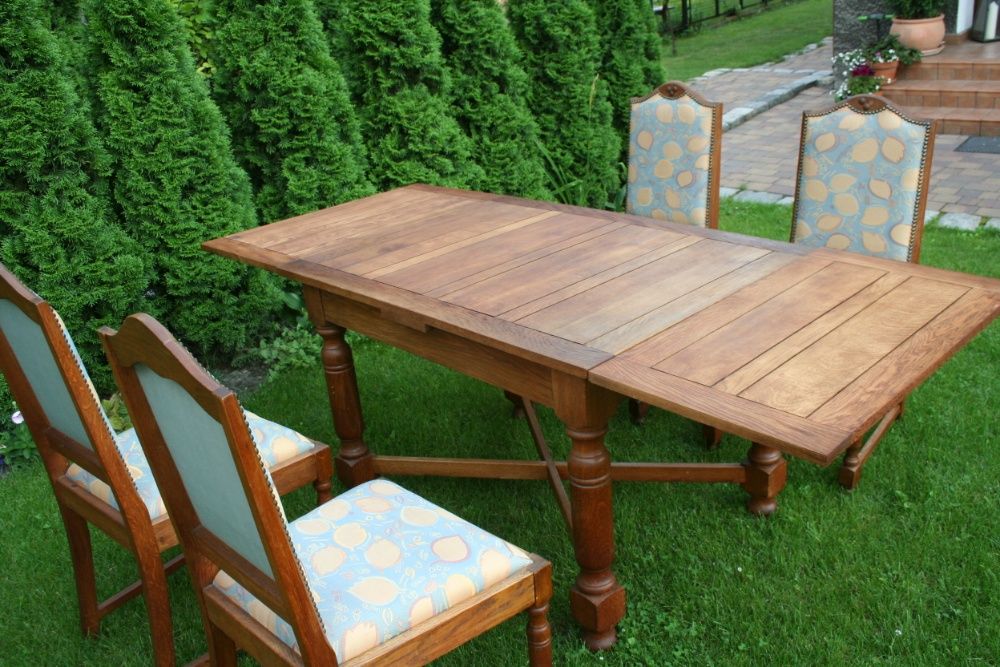 Stół + 4 krzesła lite dębowe drewno rozkładany dąb