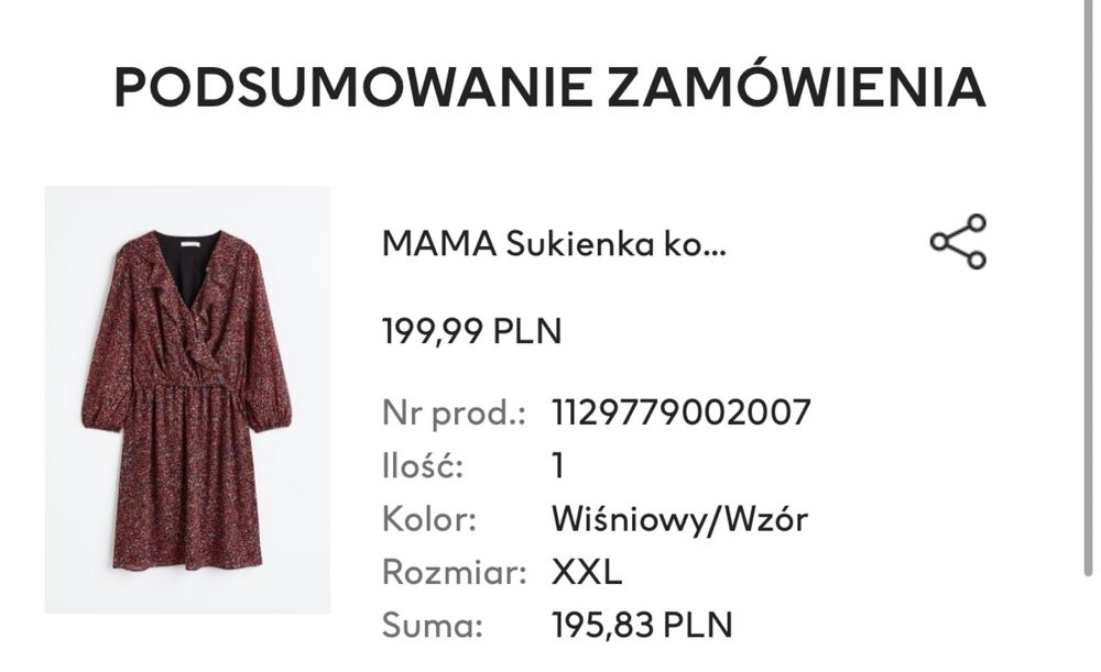 Sukienka ciążowa H&M Mama XXL