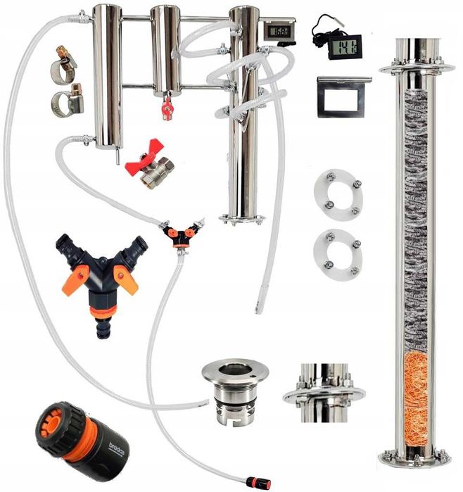 Destylator 100l elektryczny + gaz zimne palce 185cm