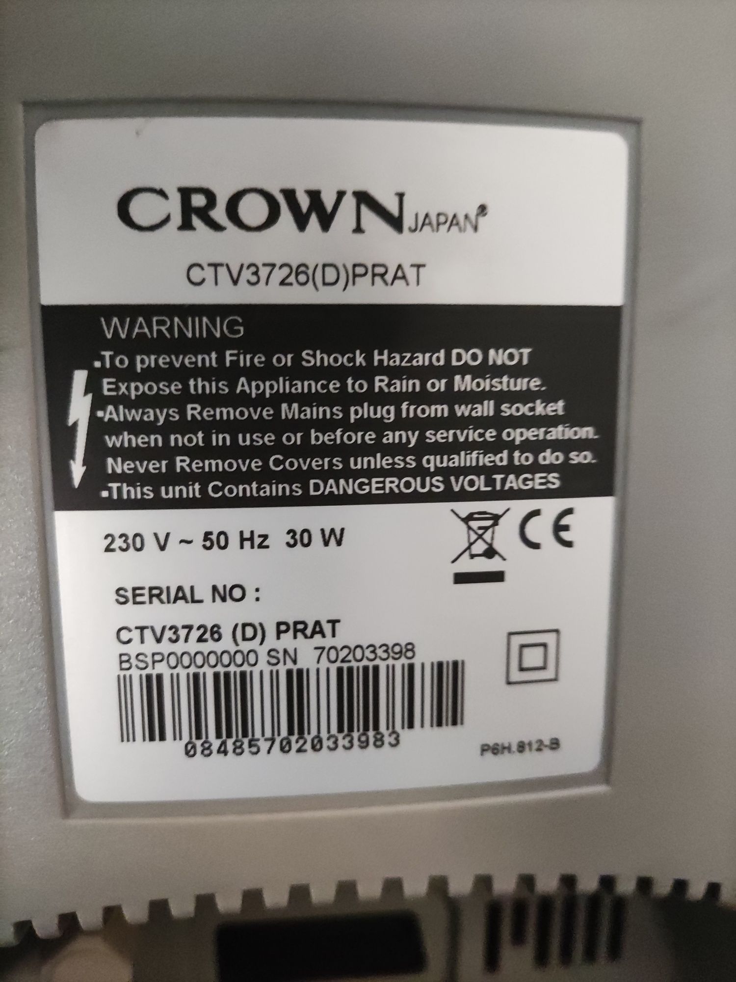 Televisão Crown cor cinzenta