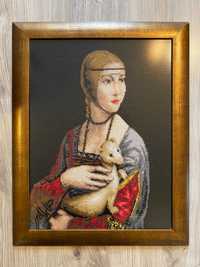 Obraz haftowany Dama z łasiczką  (gronostajem) 43,5cm x 32,5cm