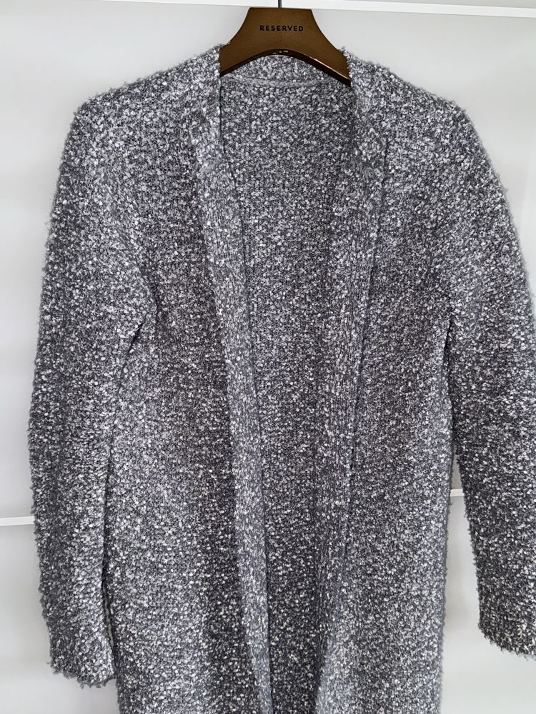 Sweter szary Gruby długi miły luźny Mohito S 36 40 l gruby