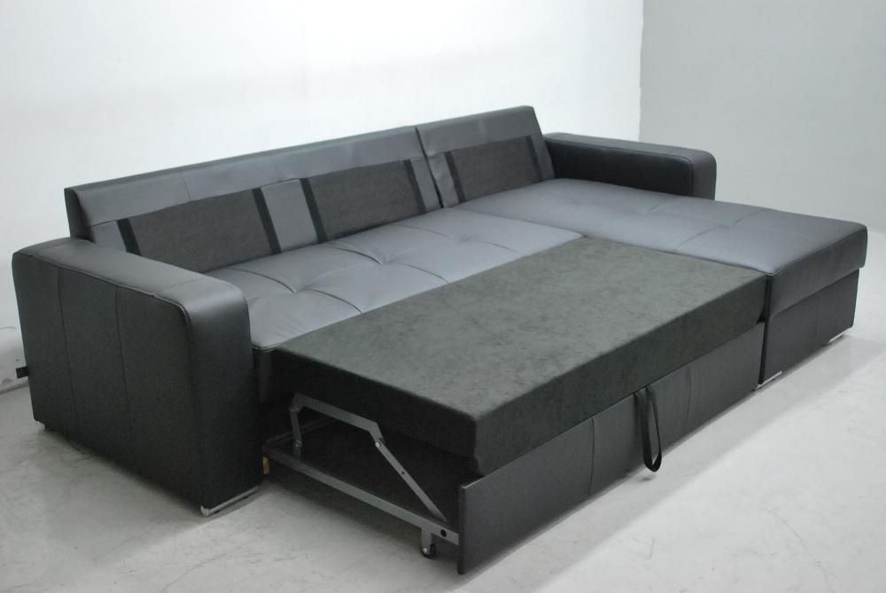 LJS skóra naturalna narożnik spanie pojemnik czarny sofa kanapa rogówk