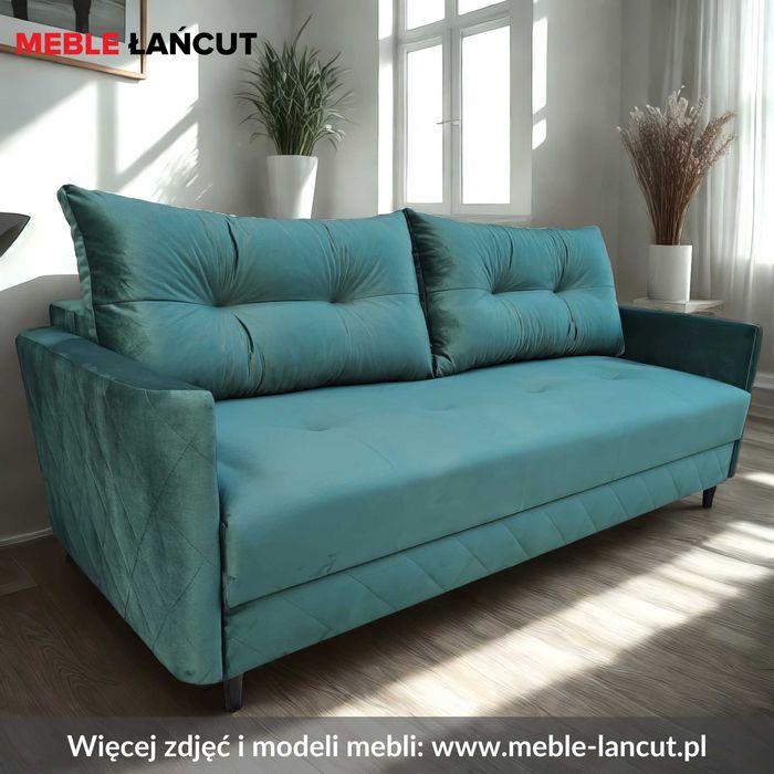 Kanapa Sofa Uszak, 2 x Sprężynowanie ,Pikowany! Skandynawski