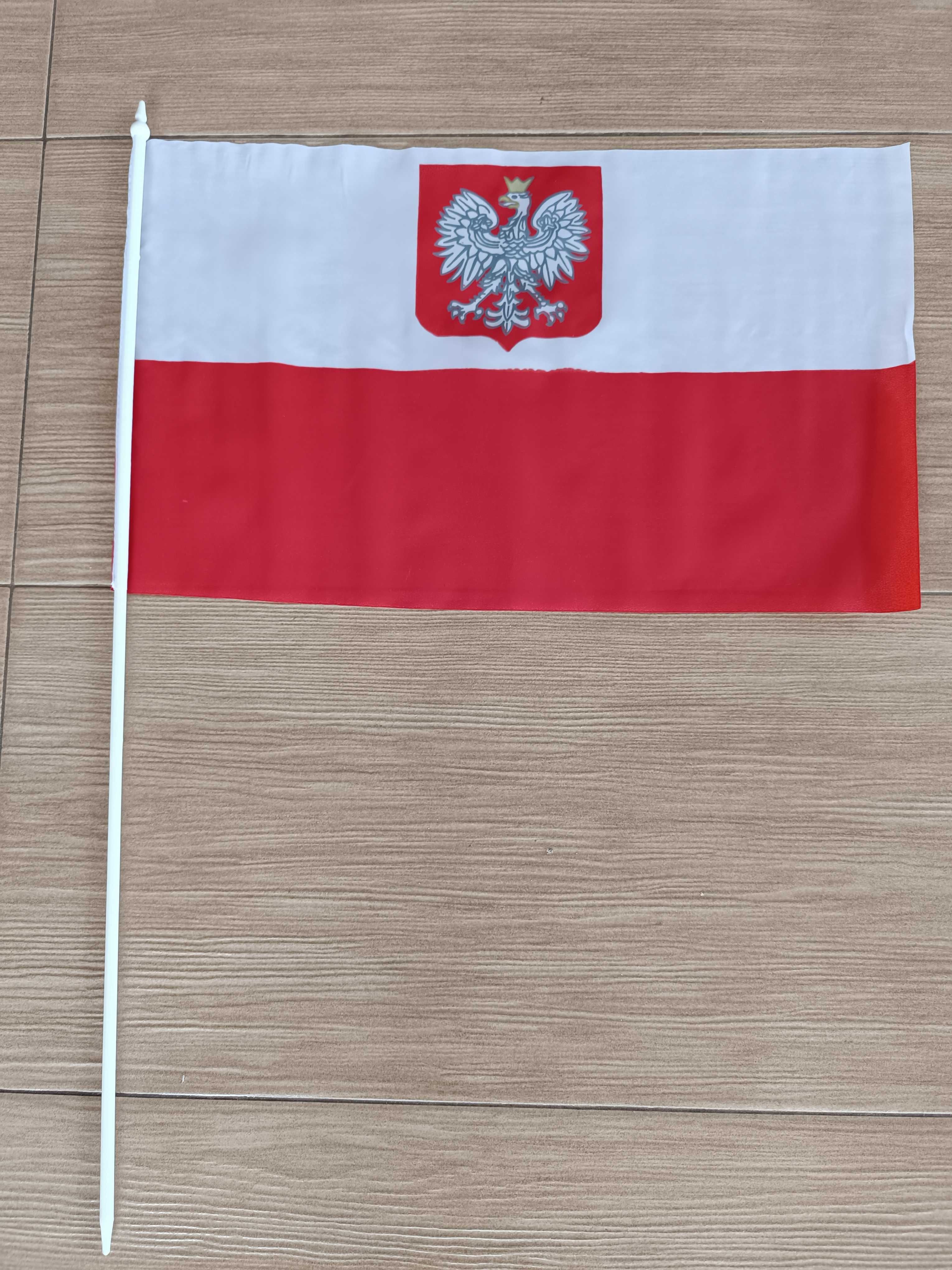 Flaga Polski Polska narodowa 50 x 30 cm materiał biało czerwona godło