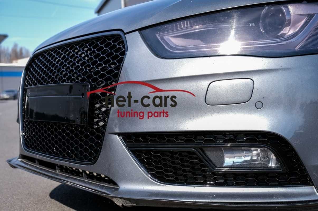 Grill AUDI A4 B8 11- wzór RS z PDC czarny połysk