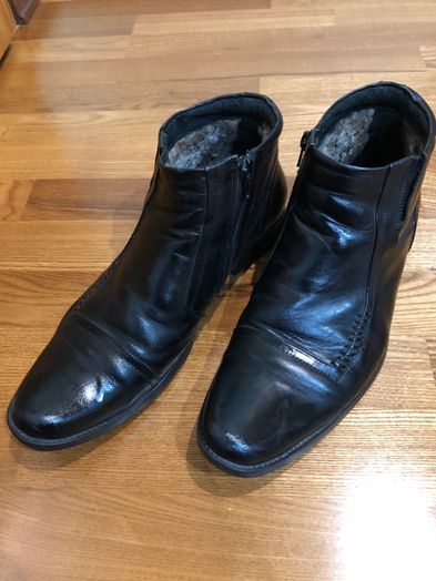 Зимние мужские ботинки кожаные черные