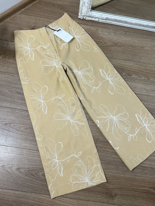 Брюки Zara льон +котон з вишивкою