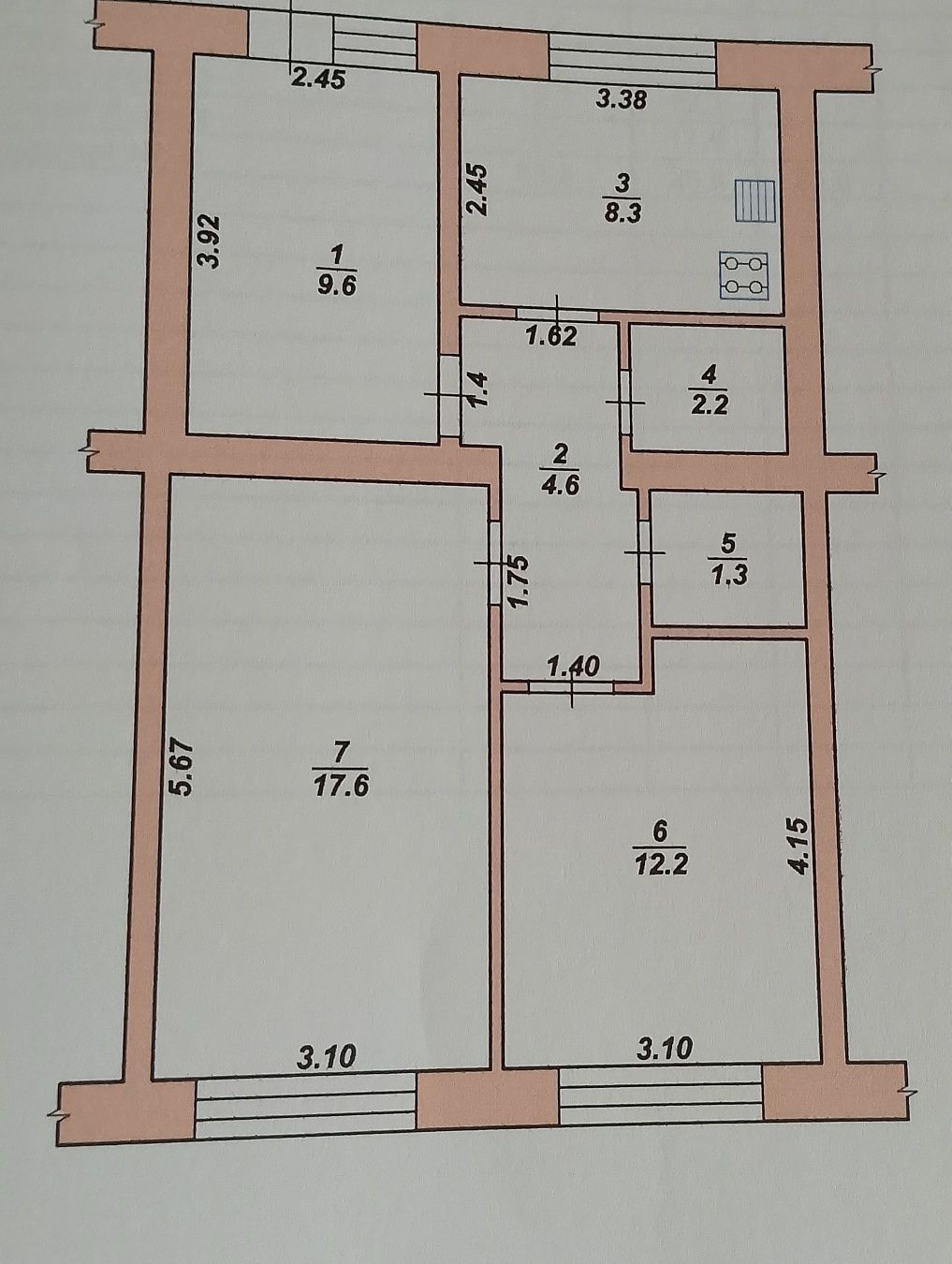 Продаж 2 - х. кімнатної квартири с. Тетерівка