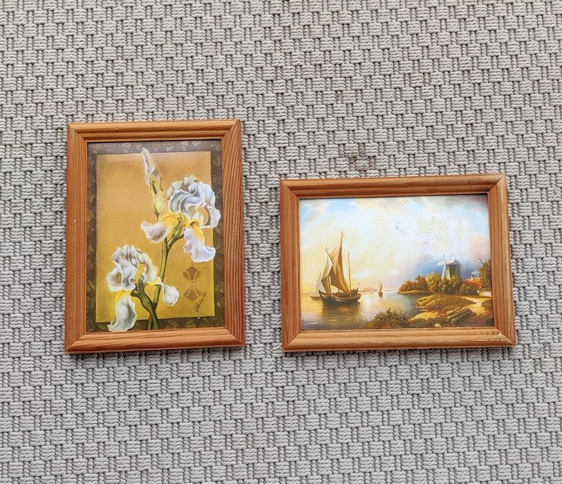 Zestaw obrazków Drewniane ramki 15x20 malowidła obrazki irys i morze