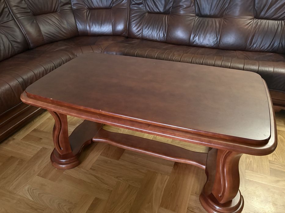 Skorzana kanapa + ława