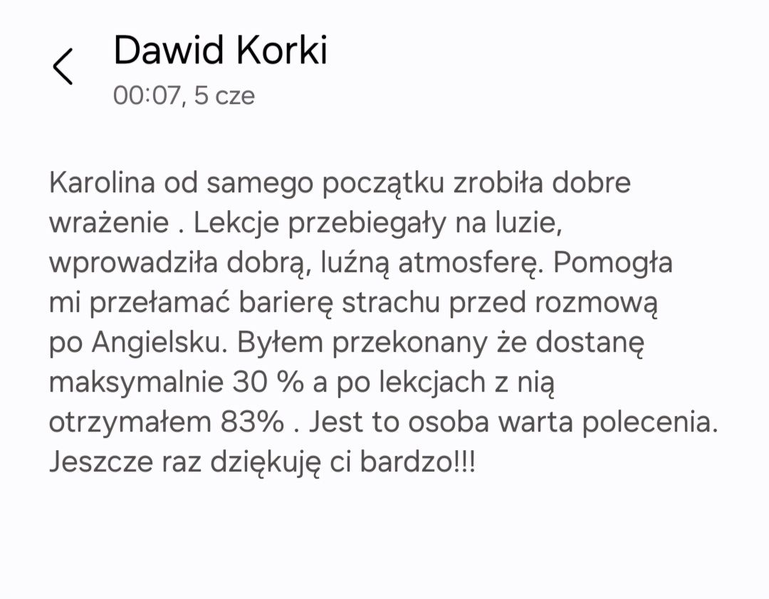 Korepetycje język angielski stacjonarnie i online
