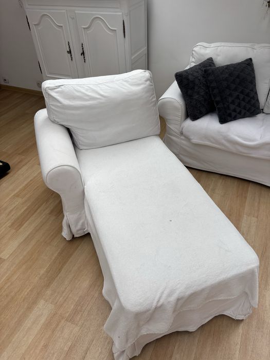 Zestaw sofa 3 osobowa+szelong+pufa Ikea