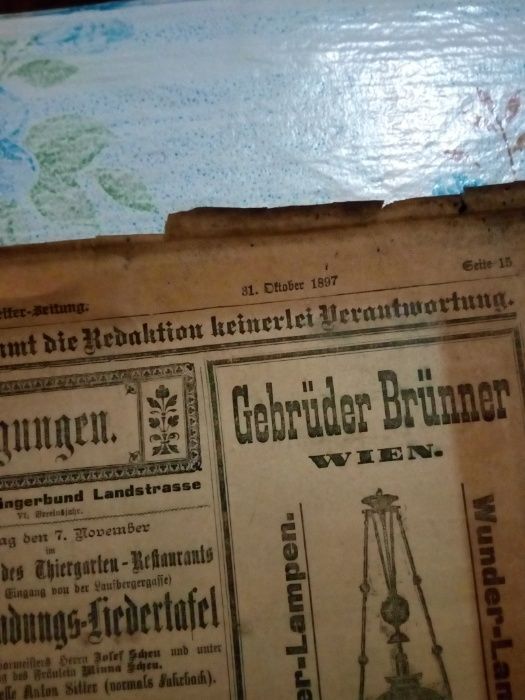 Старинная газета немецкая 1897 год