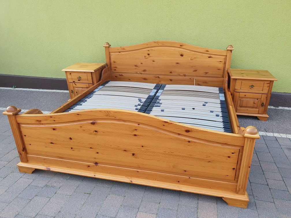 Łóżko sypialniane 180x200cm KOMPLET Rama 2x Stolik nocy 2x Stelaż 2x M