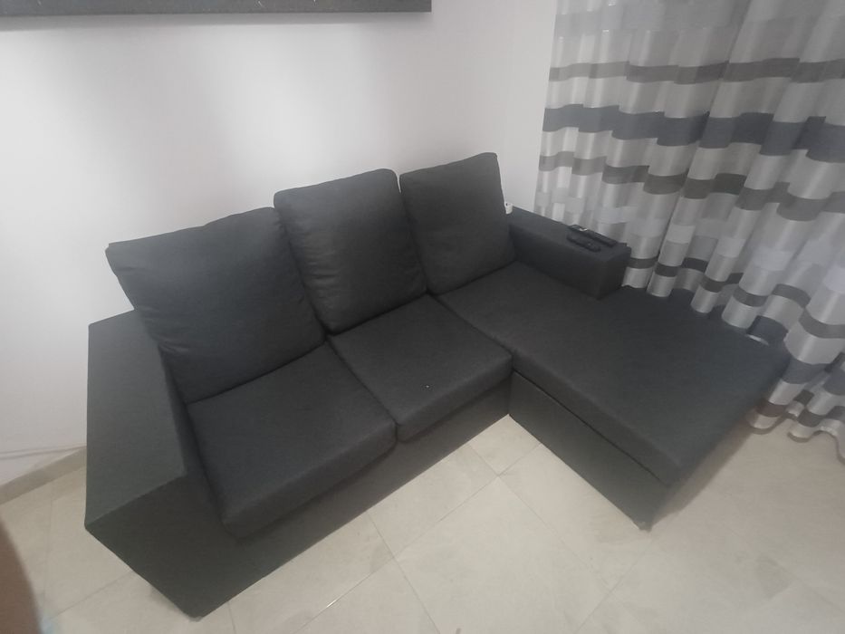 Sofa chaise longue preto 190x150