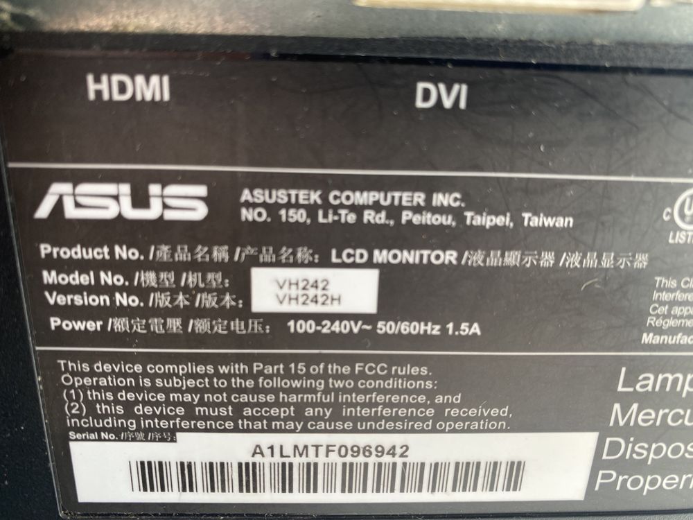 Ecrã 24” asus VX242H. Antifalantes incorporado