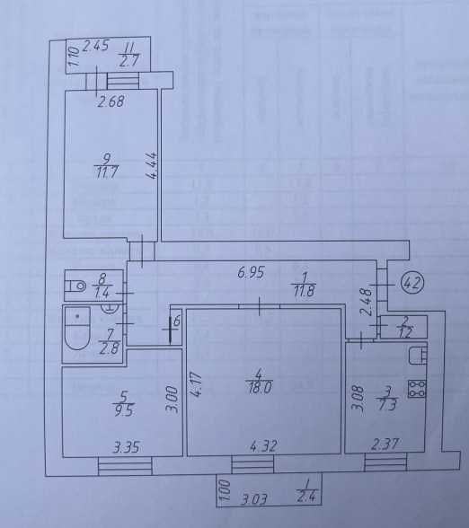 Просторна та перспективна 3-на квартира по вулиці Івана Богуна 42YV