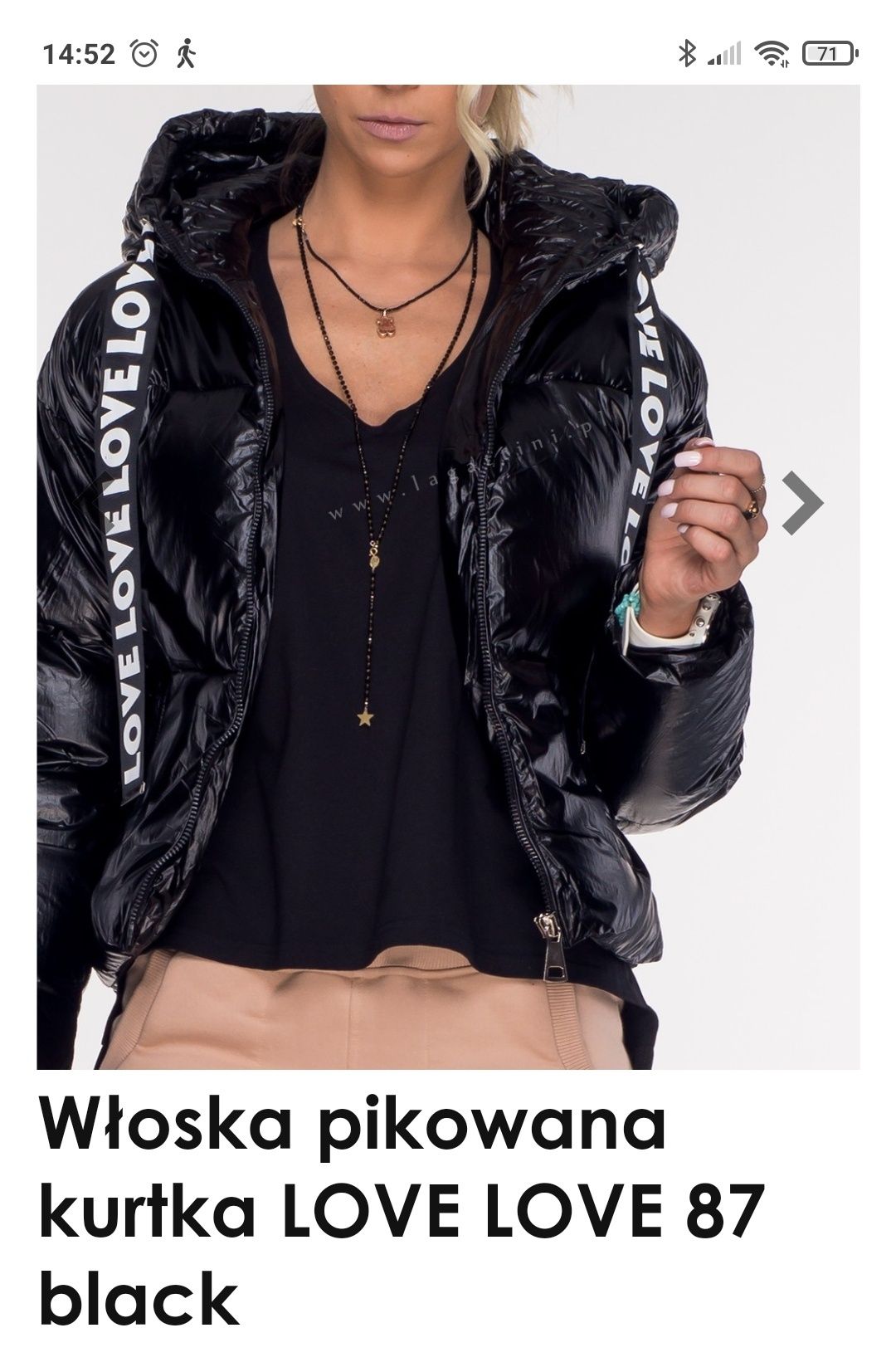 Włoska pikowana kurtka Black lekko błyszcząca r S/M