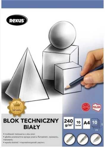 Blok techniczny A4/10K biały Premium