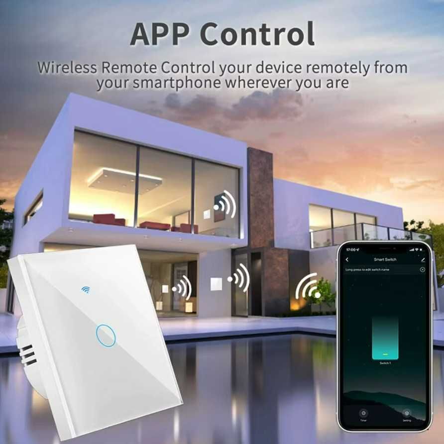 Interruptor inteligente WiFi Touch controlo por telemóvel, programável