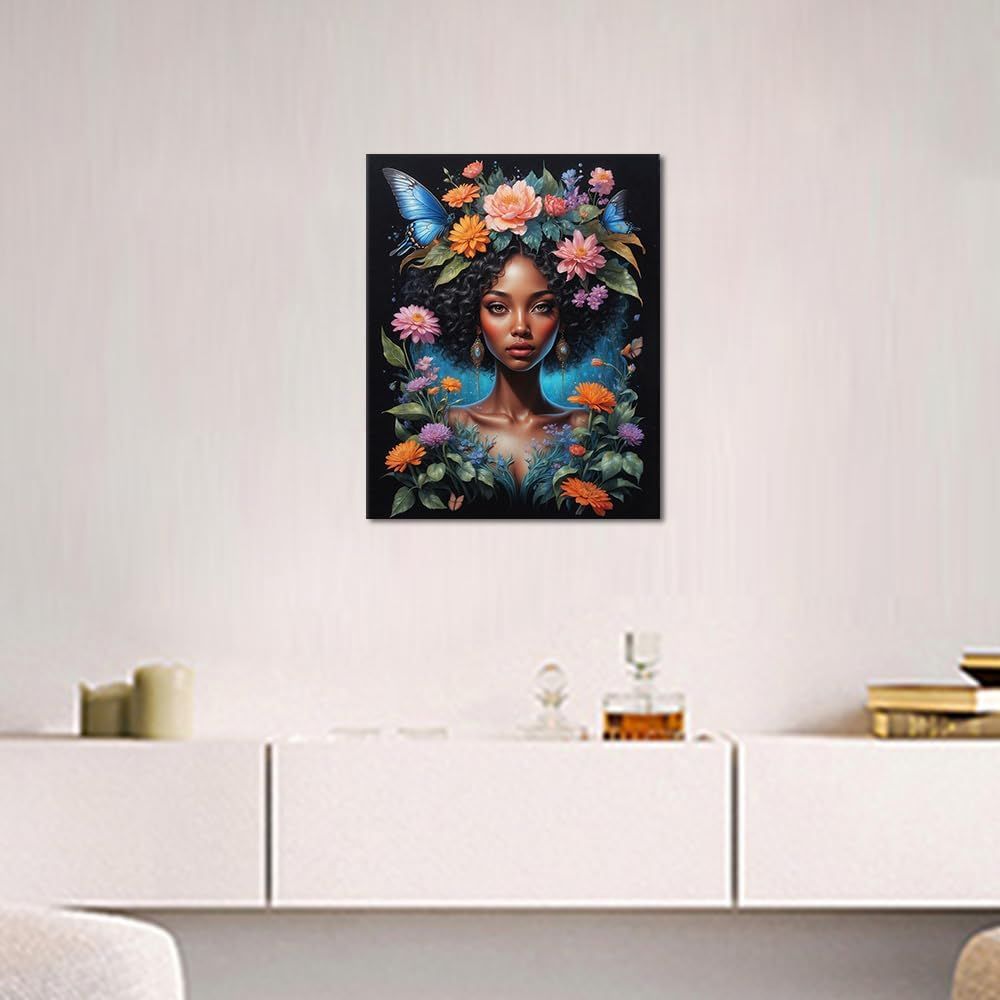 Malowanie po Numerach Farbami Płótno DIY Obraz Kobieta Kwiaty 40x50 cm